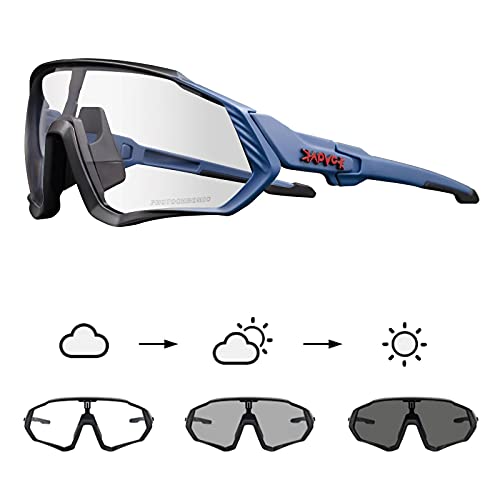 KAPVOE Photochromic Cycling Glasses Men Women Mountain Bike Sunglasses Clear MTB Bicycle Riding