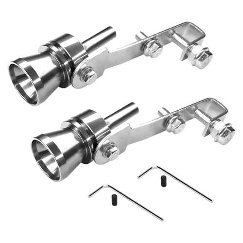 MLAHUIER Universal 2PCS Turbo Sound Whistle Simulator, Aluminum Turbo Sound Whistle Exhaust Muffler Sound Booster Compatible with Motorcycle, Truck, Cars, Dirt Bike, Car Styling Accessories(Silver)