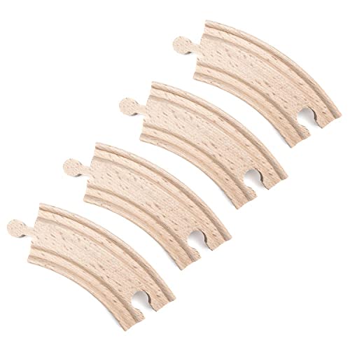 4-Piece 3.5' Curved Wooden Train Track Value Booster Pack - Compatible with All Major Toy Train Brands by Conductor Carl
