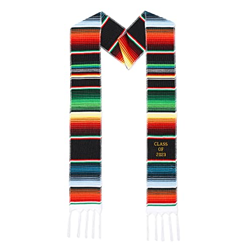 Zzbakress Class of 2023 Mexican Graduation Stole, Latino Hispanic Serape Blanket Graduation Sash (Class of 2023 balck)