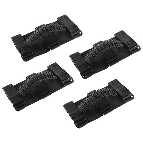 Savadicar 4 x Roll Bar Grab Handles Grip Handle for Jeep Wrangler YJ TJ JK JL & Gladiator JT 1955-2024, Interior Accessories, Black