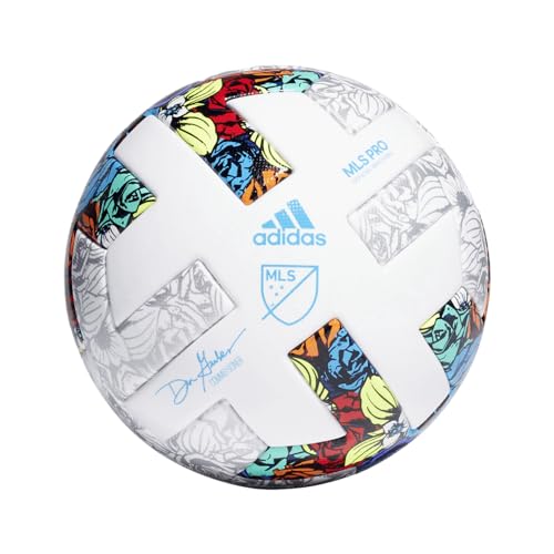 adidas Unisex-Adult MLS Pro Soccer Ball, White, Solar Yellow, Power Blue, 5