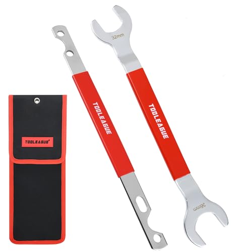 TOOLEAGUE 2Pcs Fan Clutch Wrench Set,32mm & 36mm Wrenches,Fan Clutch Removal Tool Kit,Compatible with BMW,Ford,GM,Chevrolet Water Pump Pulley Holder and Nut Water Hub Removal