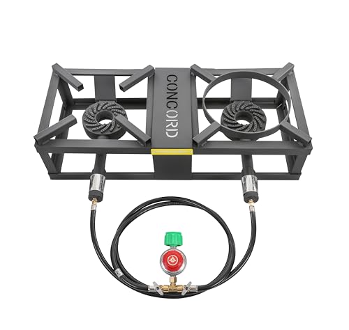 CONCORD THE BLOCK BURNER MAX Double Propane Outdoor Burner. 200,000 Total BTU. Wok Burner. Great for Home Brewing, Stir Frying, Camping, Tailgating, and More!