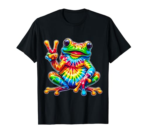 Tie-Dye Frog Peace Sign Hippie T-Shirt