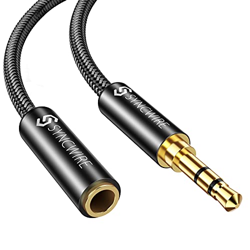 Syncwire 3.5mm Male to Female Stereo Audio Extension Cable [Hi-Fi Sound] [Gold Plated Jack] Nylon-Braided AUX Extension Cord Adapter Compatible with iPhone iPad Smartphone Tablets Media Players, 3FT