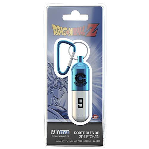 ABYSTYLE Dragon Ball Z 3D Blue Capsule Corp Aluminum Keychain 3.3' x 1' Unscrewed Store Cash Anime Manga DBZ Accessories
