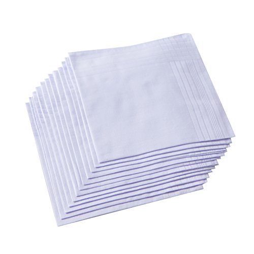 Ricosky Men's Pure White 100% Cotton Handkerchief
