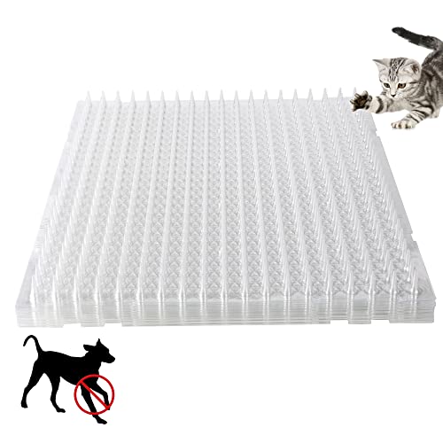 16 Pack Cat Deterrent Outdoor Scat Mat 16 x 13 Inch Cat Counter Deterrent Mat Plastic Spikes for Cats Dogs Training Mat for Indoor Outdoor Supplies, 18.3 Square Feet