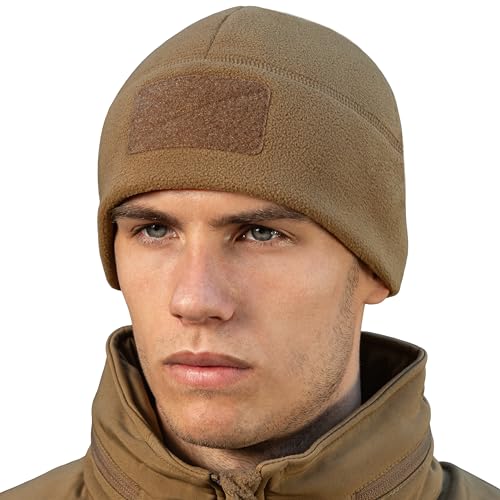 M-Tac Tactical Beanie Fleece Watch Cap - Winter Hat Elite - Patch Panel (Dark Olive, L)