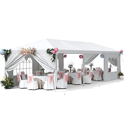 Homall Party Tent, 10x30 Outdoor Wedding Party Canopy Tent for Parties Party Wedding BBQ Events Tent Patio Gazebo Shelter with Removable Sidewalls (White)