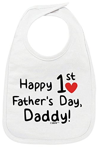First Fathers Day Bib Happy 1st Fathers Day Baby Bib White