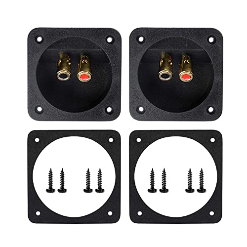 YTYKINOY 2 Pcs 3.1” Double Binding Round Gold Plate Push Spring Loaded Jacks Speaker Box Terminal Cup