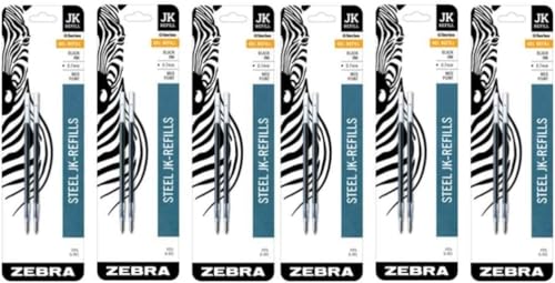 Zebra G-301 Stainless Steel Pen JK-Refill, Medium Point, 0.7mm, Black Ink, 2-Count (6 Pack)