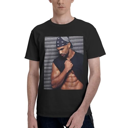 fsem Shemar Moore T Shirt Mens Casual Lightweight Basic Short Sleeve Round Neckline Cotton Graphic Tee Clothes 3X-Large Black