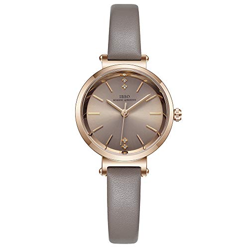 Women Watches Leather Strap Round Case Analog Fashion Ladies Watch Wrist Watches (8688 Grey)