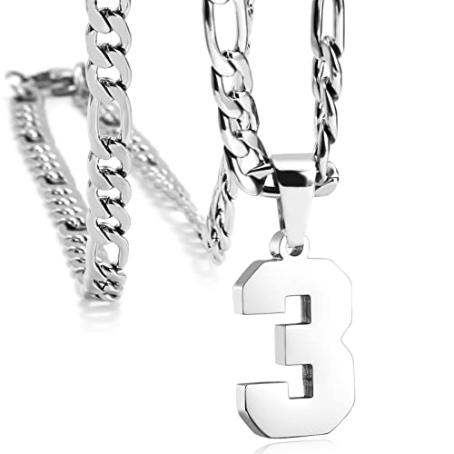MIMITLTY Personalized Jersey Number Necklaces for Mens,Athletes Stainless Steel Sport Number Pendant Chain for Boys Baseball/Basketball/Football Team Inspiration Jewelry with Gifts