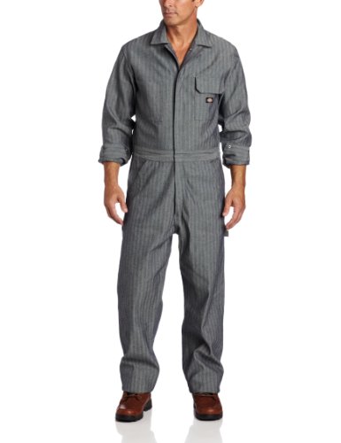 Dickies Men's Long Sleeve Cotton Coverall, Fisher Stripe, Large/Tall