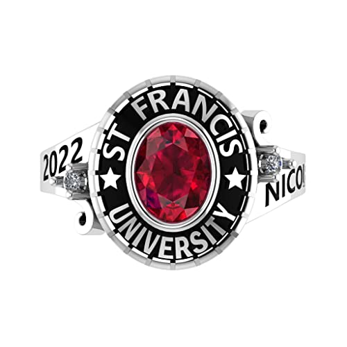 fully customized Girl Ladies Women’s fashion class ring for high school, college, university, academy of 2022, 2023, 2024, 2025 senior junior graduation ceremony gift for her sterling silver (crush vatican) - A2Z CUSTOM JEWELRY