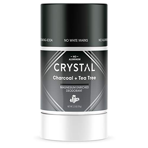 Crystal Magnesium Solid Stick Natural Deodorant, Non-Irritating Aluminum Free Deodorant for Men or Women, Safely and Effectively Fights Odor, Baking Soda Free, Charcoal & Tea Tree, 2.5 oz