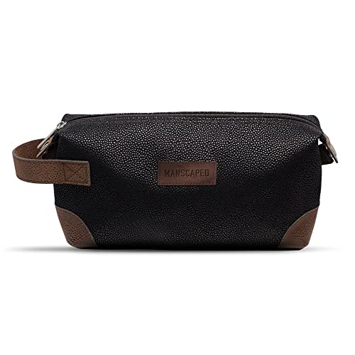 MANSCAPED The Shed Men's Premium Quality Toiletry Bag, PU Leather Dopp Kit, Bathroom Travel Bag, Shaving Kit Case, Trimmer Bag