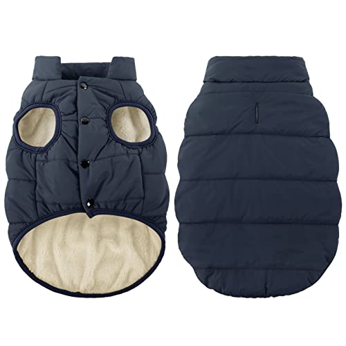 ASENKU Windproof Dog Coat Waterproof Dog Winter Jacket Warm Dog Vest Cold Weather Pet Apparel with 2 Layers Fleece Lined for Small Medium Large Dogs (M, Blue)