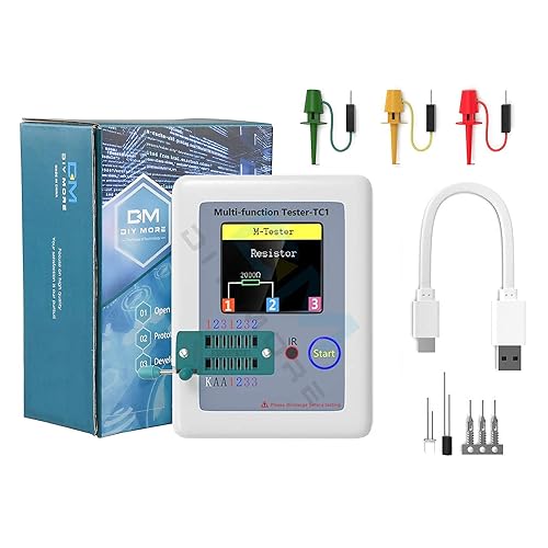 diymore LCR Meter Transistor Tester,Transistor Meter,LCR-TC1 Multi-Function Transistor Capacitor Tester ESR Tester Full Color Display Automatic Checker Detector for Diode Triode LCR ESR NPN PNP
