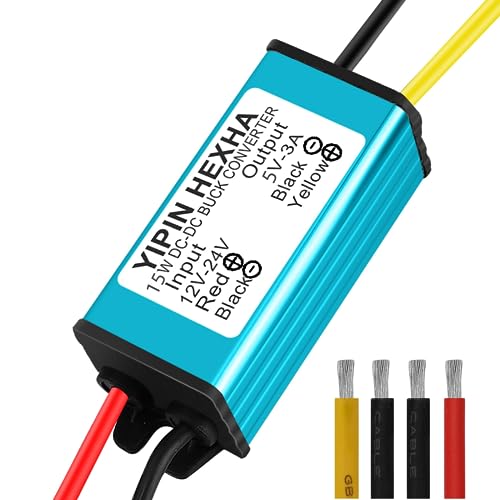 DC 24V 12V to 5V 3A 15W Step Down Converter Voltage Regulator Car Power Buck Module Waterproof DC 8-32V Step Down to 5 Volts Direct Current Converter