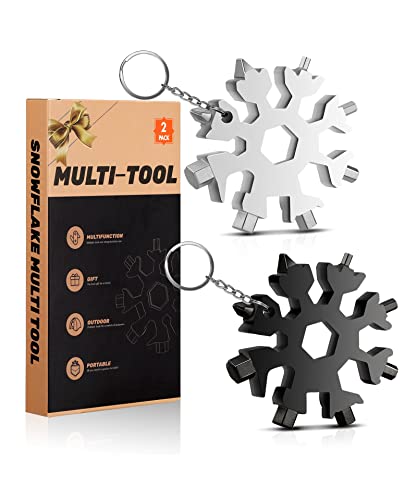 Stocking Stuffers Gifts for Men,18-in-1 Snowflake multi tools Christmas Gifts-Cool Gadgets for Men-Unique Mens Gifts Ideas for Him,Husband,Dad,Grandpa,Teens,Adults,Boys,Boyfriend（2 Packs）