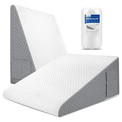 Forias Wedge Pillows 12' Bed Wedge Pillow for Sleeping Acid Reflux After Surgery Triangle Pillow Wedge for Sleeping Gerd Snoring, Air Layer Wedge Cover|Memory Foam Top