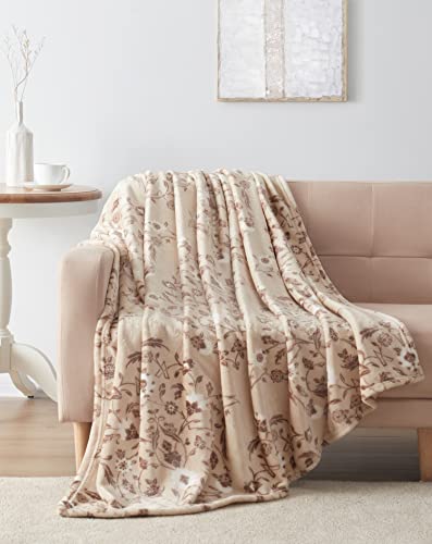 Tahari Home - Throw, Soft & Cozy Blanket, Oversized Style for Couch or Bed (Ilara Tan, 50' x 70')