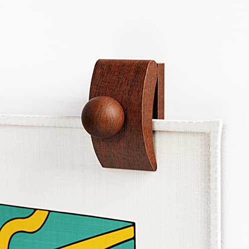 Tapestry Hangers, 4 Small Quilt Hangers for Wall Hangings, Blanket Hanger Clamps, Carpet Rug Display, Wooden Wall Clips for Hanging (Brown)