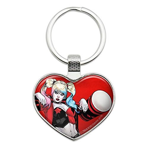 GRAPHICS & MORE Harley Quinn Character Keychain Heart Love Metal Key Chain Ring