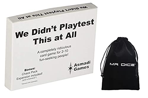 We Didn't Playtest This at All Cards Game Bundle with Mr Dice Drawstring Bag