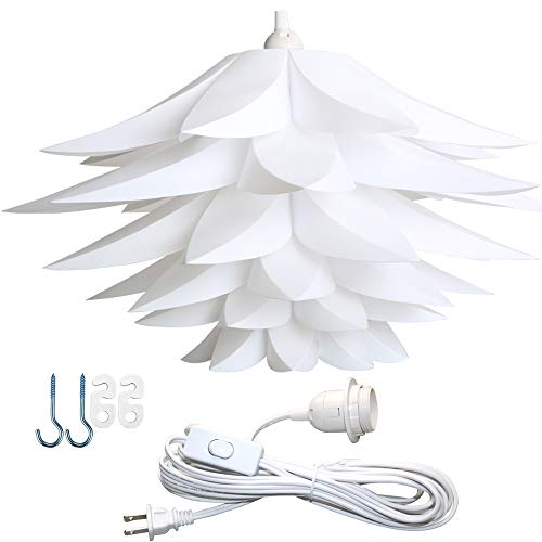 Lightingsky 20' (50cm) Ceiling Pendant DIY IQ Jigsaw Puzzle Lotus Flower Lamp Shade Kit with 15 Feet Hanging Cord (White)