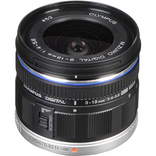 Olympus M.Zuiko Digital ED 9-18mm f/4.0-5.6 Lens for Micro Four Thirds, Black