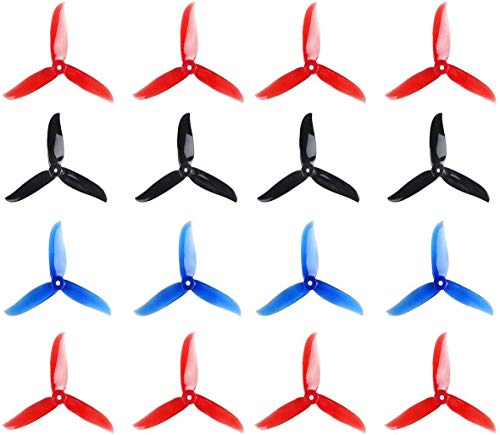 16pcs DALPROP T5045C 5045 5 Inch 3-Blades CW CCW Tri-Blade Propeller, Best Match for 200 210 230 250 FPV Racing Drone Quadcopter Frame Kit(4pcs Black, 8pcs Red,4pcsBlue)
