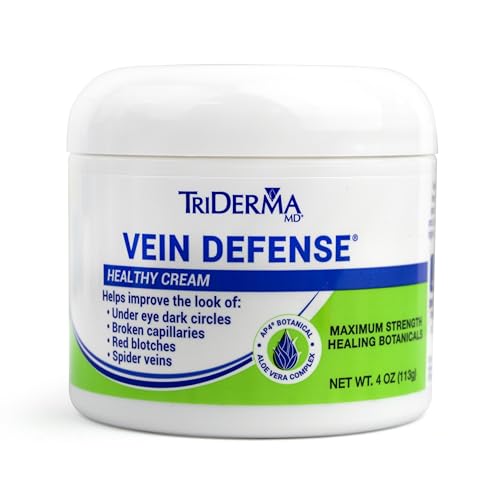 TriDerma Vein Defense Healthy Cream, Helps Improve the look of Spider Veins, Broken Capillaries, Red Blotches and Under Eye Dark Circles 4 oz