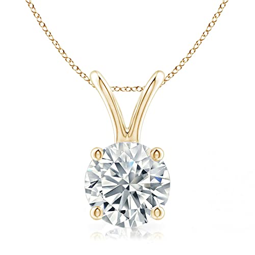 The Diamond Deal 1.00ct (1.00Cttw) Carat Round Brilliant Solitaire Lab-Grown Diamond Solitaire Pendant Necklace For Women Girls infants in 14k Yellow Gold With 18' Gold Chain