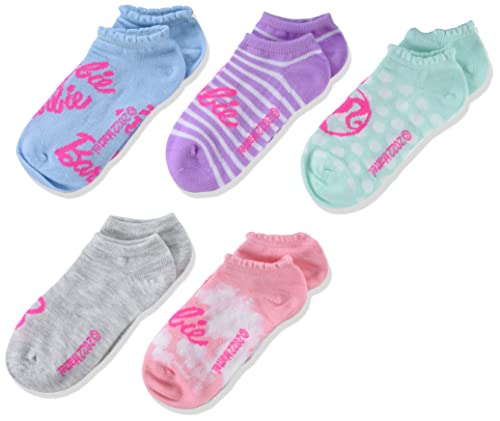 Barbie Girls 5 Pack No Show Socks, Pink Light, 6-8.5