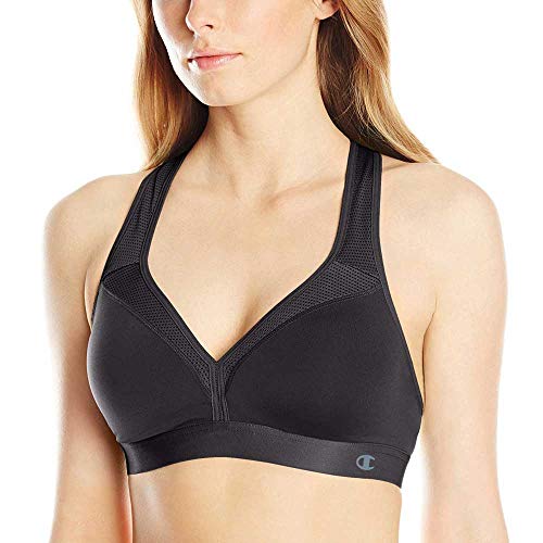 Champion Womens Bra, Curvy Moderate Support Low Cut For Sports Bra, Black, Large US