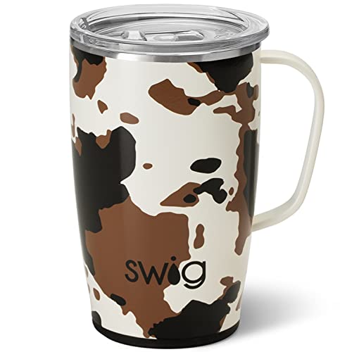 Swig 18oz Travel Mug, Insulated Tumbler with Handle and Lid, Cup Holder Friendly, Dishwasher Safe, Stainless Steel Insulated Coffee Mug with Lid and Handle (Hayride)