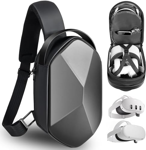 SARLAR Travel Carrying Case Compatible with Meta Quest 2/Quest 3 Playstation VR2 and Accessories, Fashion Bag Expandable Capacity for VR Gaming Headset and Controllers, Crossbody Sling Backpack