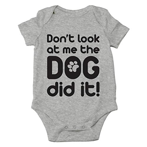 AW Fashions Don't Look At Me, The Dog Did It! - Blame The Pet Animal Lover - Cute One-Piece Infant Baby Bodysuit (6 Months, Sports Grey)