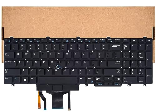 Replacement Backlit Keyboard for Dell Latitude E5550 E5570 E5580 E5590 E5591 5550 5570 5580 5590 5591, Precision 3510 3520 7510 7520 7710 7720 Series Laptop with Pointer US Layout