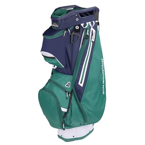 Sun Mountain Mens 2023 Sync Golf Cart Bag with 14 Way dividers (White/Green/Navy)