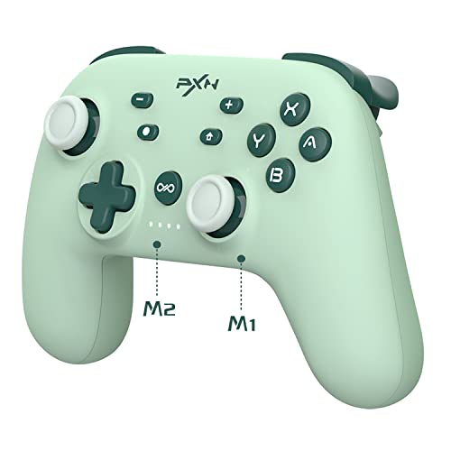 PXN Wireless Switch Controller for Switch/Lite/OLED, iOS (16 Version Only), with APP, Turbo, Screenshot, Gyro Axis, Vibration, Programmable, Wireless Pro Controller with Wake-Up(Green)