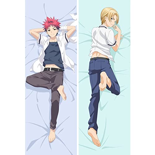 PISADA Anime Dakimakura Shokugeki No Soma Food Wars Memeluk Sarung Bantal Tubuh Yukihira Soma Takumi Aldini Cosplay Sarung Bantal Pria 60 x 20 inches(150cm x 50cm)