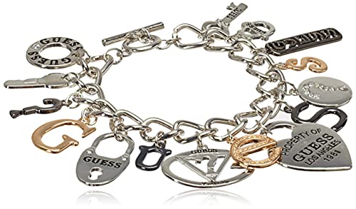 GUESS 'Basic Mixed Metal Logo Charm Toggle Charm Bracelet