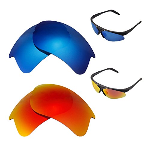 Walleva Polarized Fire Red + Ice Blue Replacement Lenses For Bolle Vigilante Sunglasses
